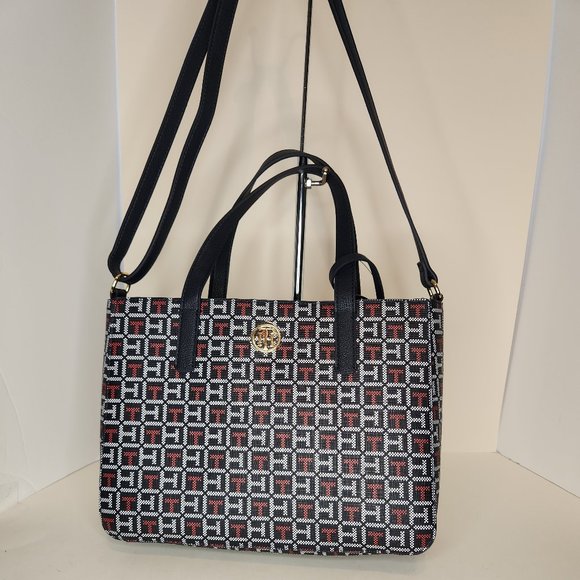 Tommy Hilfiger Navy North South Satchel with Detachable Pouch - NWT - Picture 2 of 12